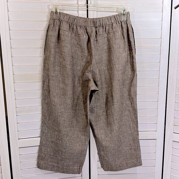 Chico’s Linen Pants Size 2 (12)  Brown Crop Wide Leg - Picture 10 of 14